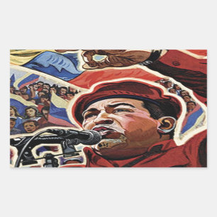 Pegatina Rectangular Hugo Chávez - estilo de la Revolución Personalizad