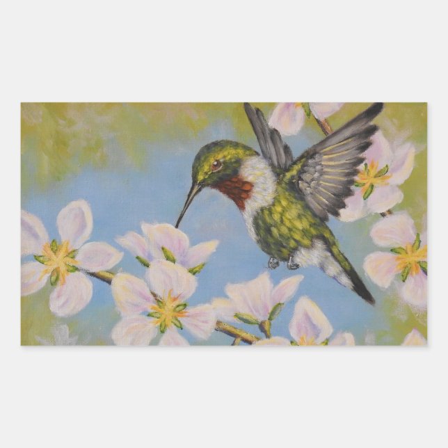 Pegatina Rectangular Hummingbird con trompa de rubí - Pegatinas (Anverso)