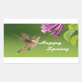 Pegatina Rectangular Hummingbird Happy Spring