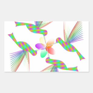 Pegatina Rectangular Hummingbirds Besando una flor