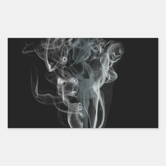 Pegatina Rectangular Humo blanco sobre fondo negro (Anverso)