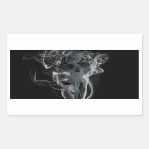 Pegatina Rectangular Humo blanco sobre fondo negro