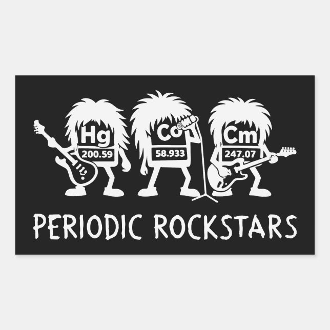Pegatina Rectangular Humor de Química de Rockstars Periódicos (Anverso)