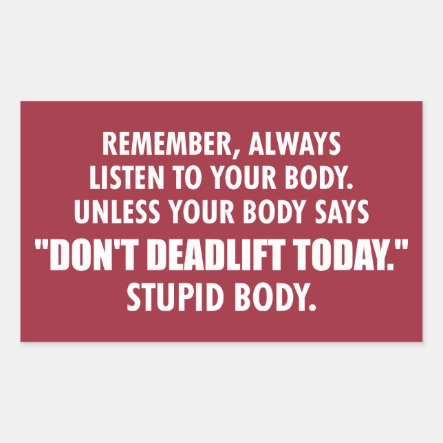 Pegatina Rectangular Humor Motivador De Gimnasio Gracioso (Anverso)