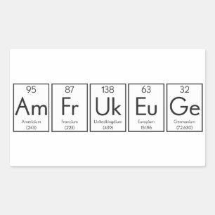 Pegatina Rectangular Humor periódico de tabla de elementos británicos