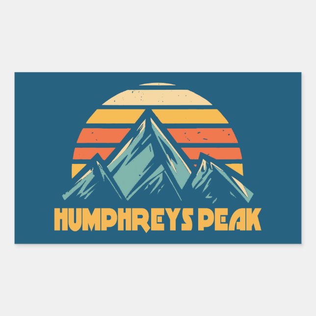 Pegatina Rectangular Humphreys Peak Arizona Retro Turquoise (Anverso)