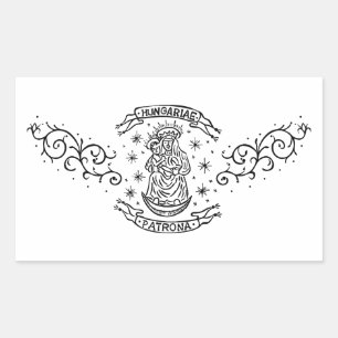 Pegatina Rectangular hungría religiosa motivo medieval virgen mary jesu