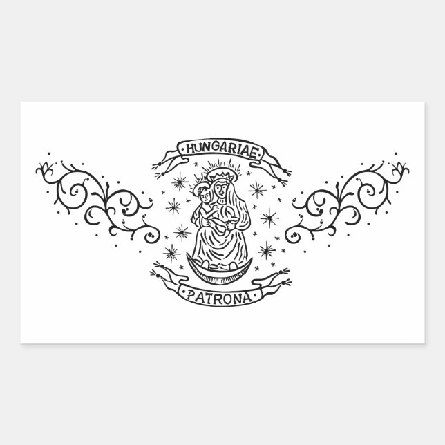 Pegatina Rectangular hungría religiosa motivo medieval virgen mary jesu (Anverso)