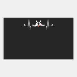 Pegatina Rectangular Husky Gift | Guay Siberian Husky Heartbeat