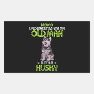 Pegatina Rectangular Husky |Los Hombres Vintage Nunca Subestiman A Un V