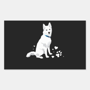 Pegatina Rectangular Husky Siberian Husky Sweet White Snow Dog