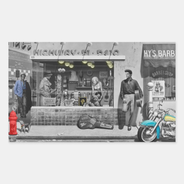 Pegatina Rectangular HWY 51 Silver (Anverso)