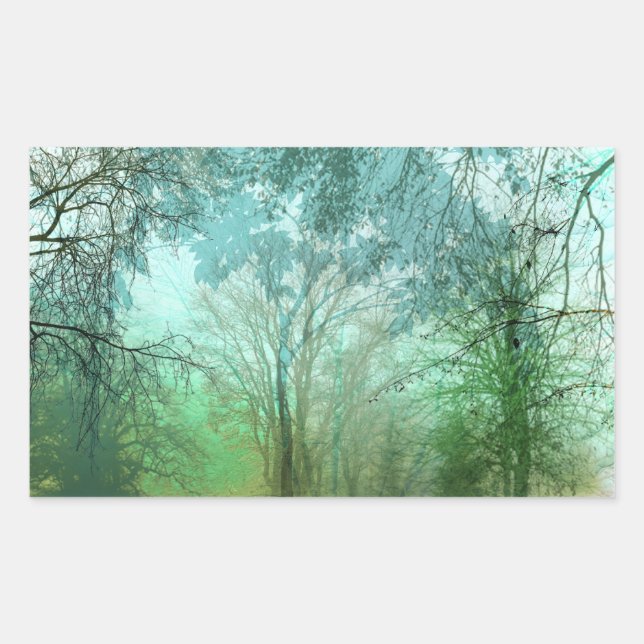 Pegatina Rectangular HYDE PARK FOG en ELEGANTES VERDES DEL EMERALD (Anverso)