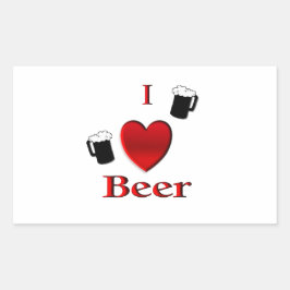 Pegatina Rectangular I Heart Beer Design