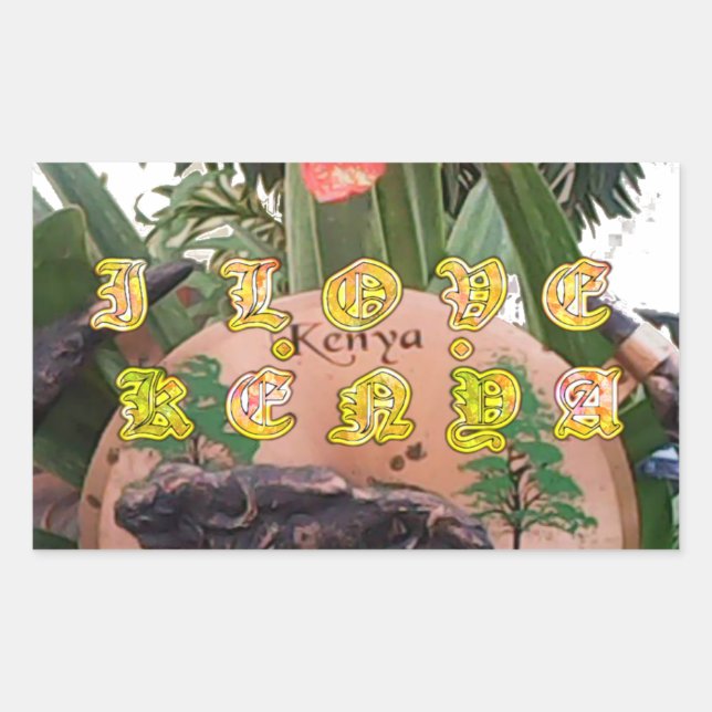 Pegatina Rectangular I (Heart) Kenya Buffalo Patch/Print (Anverso)