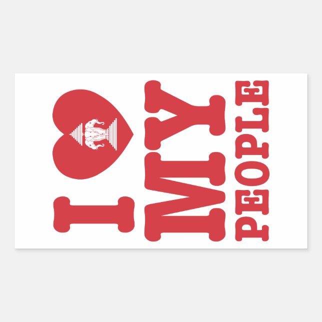 Pegatina Rectangular I Heart (Love) Erawan My Lao People (Anverso)