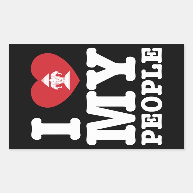 Pegatina Rectangular I Heart (Love) Erawan My Lao People (Anverso)