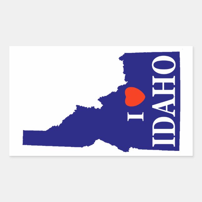 Pegatina Rectangular I Heart (Love) Idaho (Anverso)