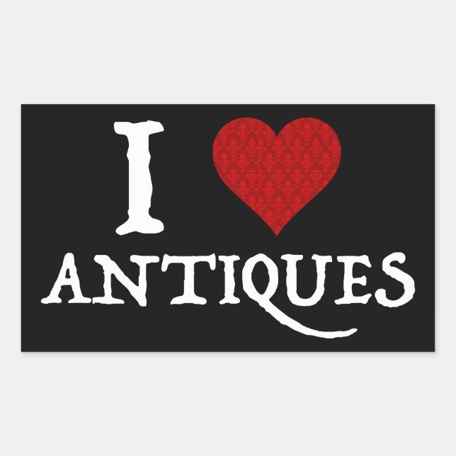 Pegatina Rectangular I Love (Heart Antiques) (Anverso)