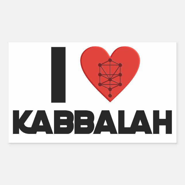 Pegatina Rectangular I love Kabbalah (Anverso)
