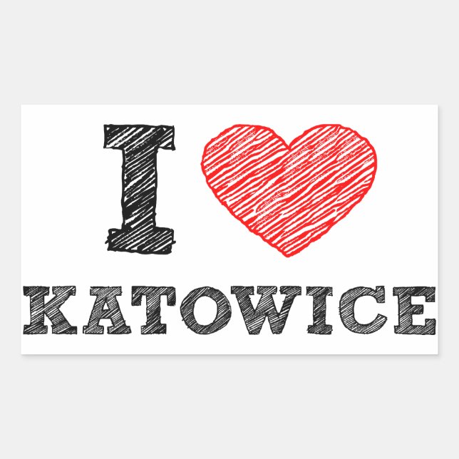 Pegatina Rectangular I-love-Katowice (Anverso)