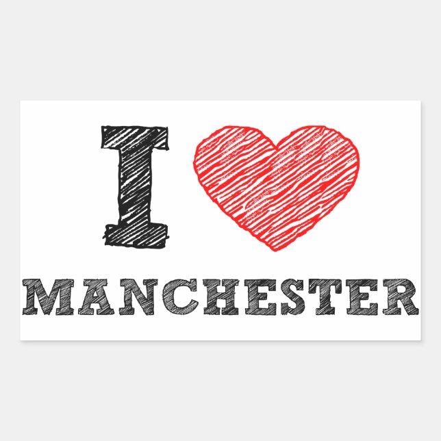Pegatina Rectangular I-love Manchester (Anverso)