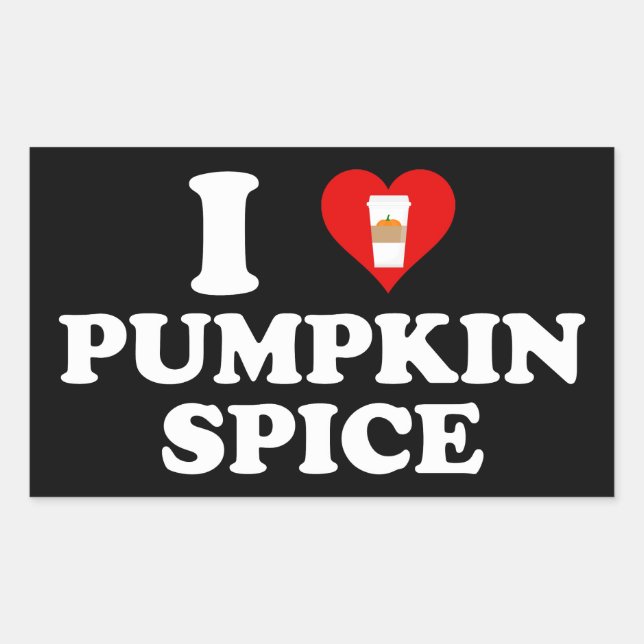 Pegatina Rectangular I Love Pumpkin Spice (Anverso)