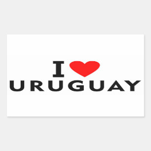 Pegatina Rectangular I love Uruguay country like heart travel tourism
