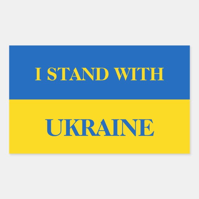 Pegatina Rectangular I stand with Ukraine. Ukrainian flag. (Anverso)