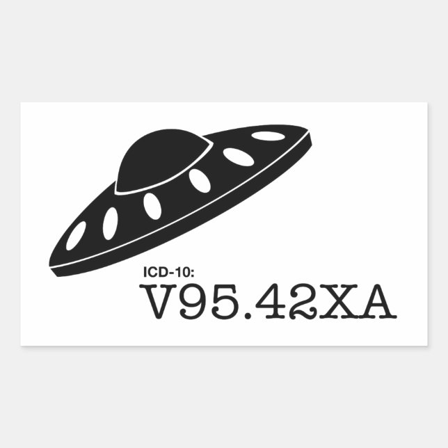 Pegatina Rectangular ICD-10: V9542XA - Desplome de la nave espacial (Anverso)