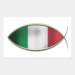 Pegatina Rectangular Ichthus - bandera italiana