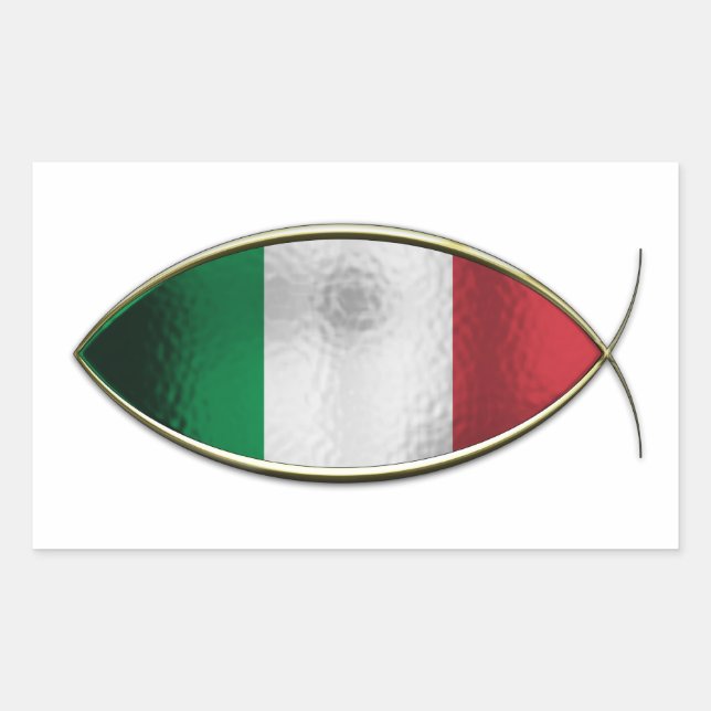 Pegatina Rectangular Ichthus - Bandera italiana (Anverso)