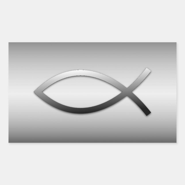 Pegatina Rectangular Ichthys Jesus Fish Christian Symbol (Anverso)