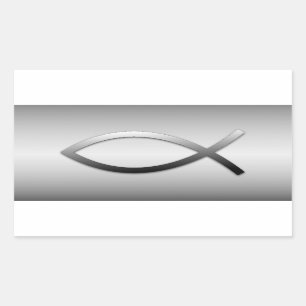 Pegatina Rectangular Ichthys Jesus Fish Christian Symbol