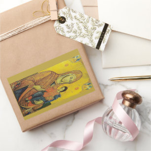 Pegatina Rectangular Icono de la imagen de Virgin Mary