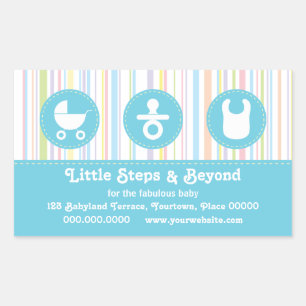 Pegatina Rectangular Icono Trio Bandas de Bebé Azules