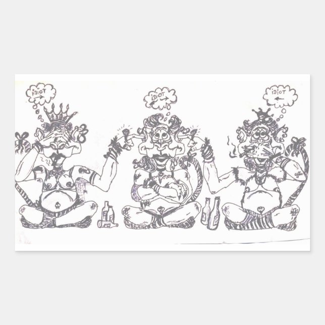 Pegatina Rectangular Idiota (Anverso)