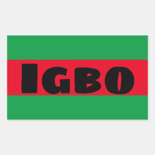 Pegatina Rectangular Igbo Verde y Rojo
