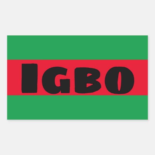 Pegatina Rectangular Igbo Verde y Rojo (Anverso)