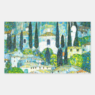 Pegatina Rectangular Iglesia de Cassone Gustav Klimt