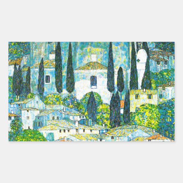 Pegatina Rectangular Iglesia de Cassone Gustav Klimt (Anverso)