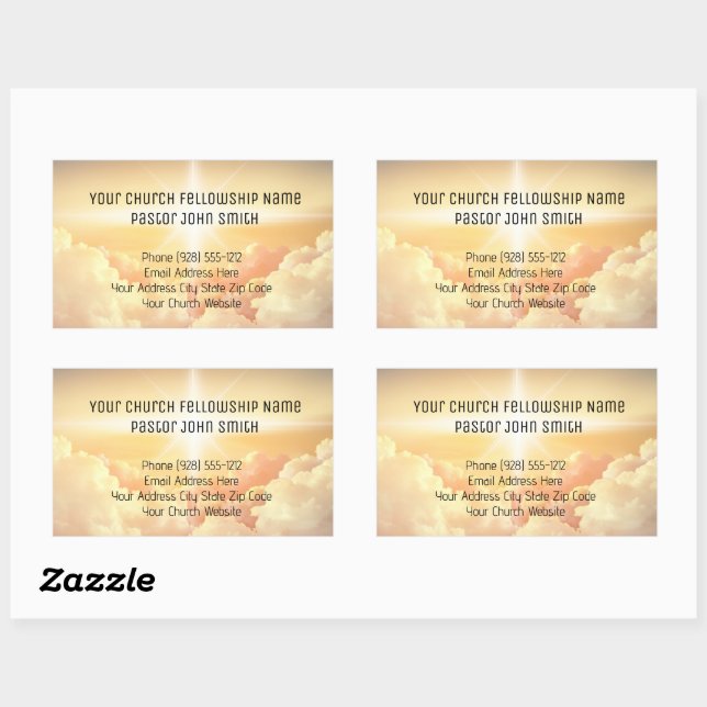 Pegatina Rectangular Iglesia de la Nube Celestial Cristiana (Hoja)