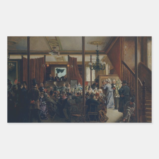 Pegatina Rectangular Ignacio de Leon y Escosura - Subasta (Anverso)