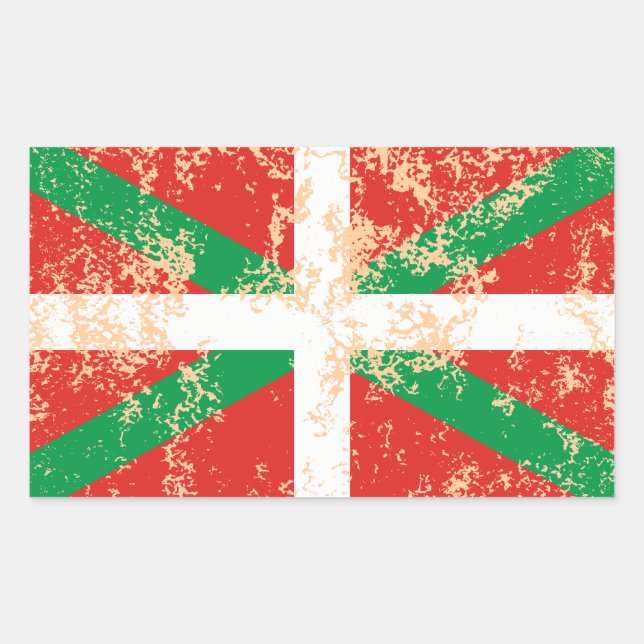 Pegatina Rectangular Ikurriña desgastada (Anverso)
