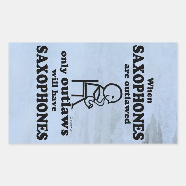 Pegatina Rectangular ilegal de saxofones (Anverso)