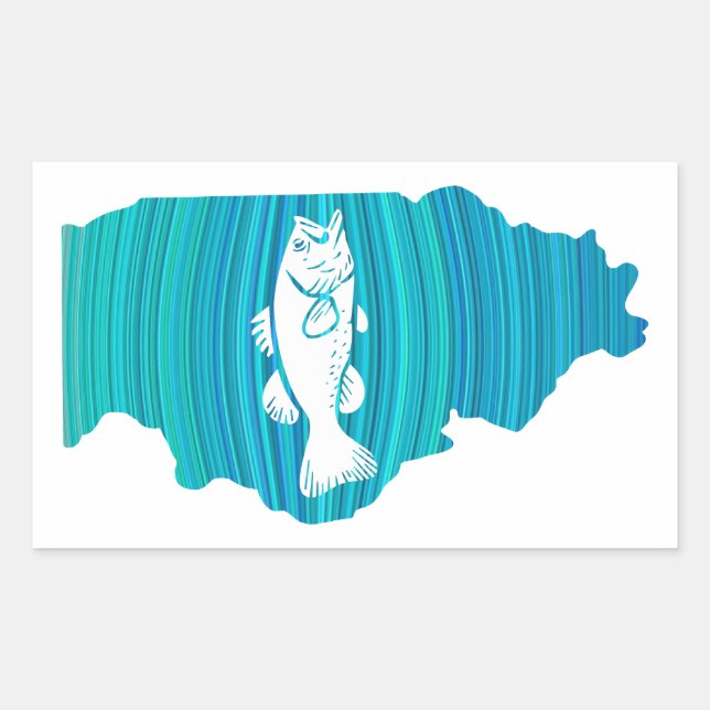 Pegatina Rectangular Illinois Wave Fishing (Anverso)