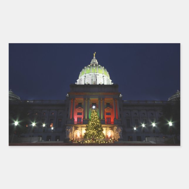 Pegatina Rectangular Iluminación del árbol de Navidad del Capitolio Est (Anverso)