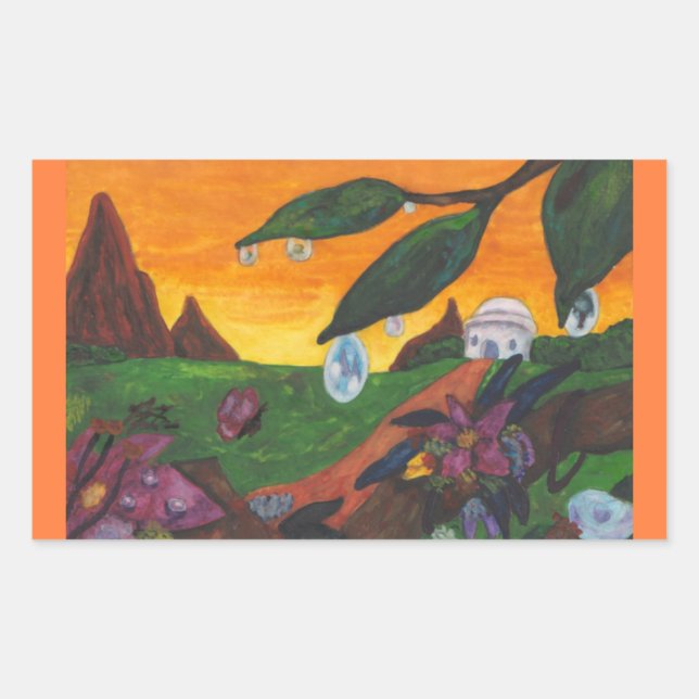 Pegatina Rectangular Ilustracion acuático mariposa mundo (Anverso)