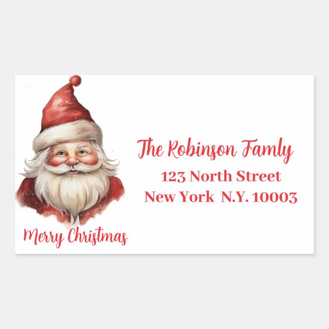 Pegatina Rectangular Ilustracion acuático Santa Claus (Anverso)