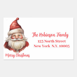 Pegatina Rectangular Ilustracion acuático Santa Claus
